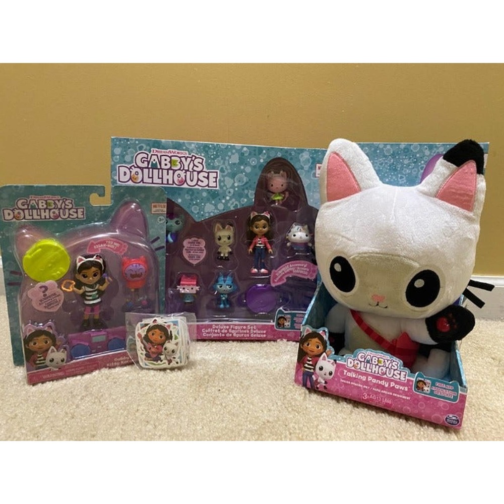 Dreamwork's Gabby's Dollhouse Talking Pandy Paws, Kitty Karaoke Deluxe Figures +